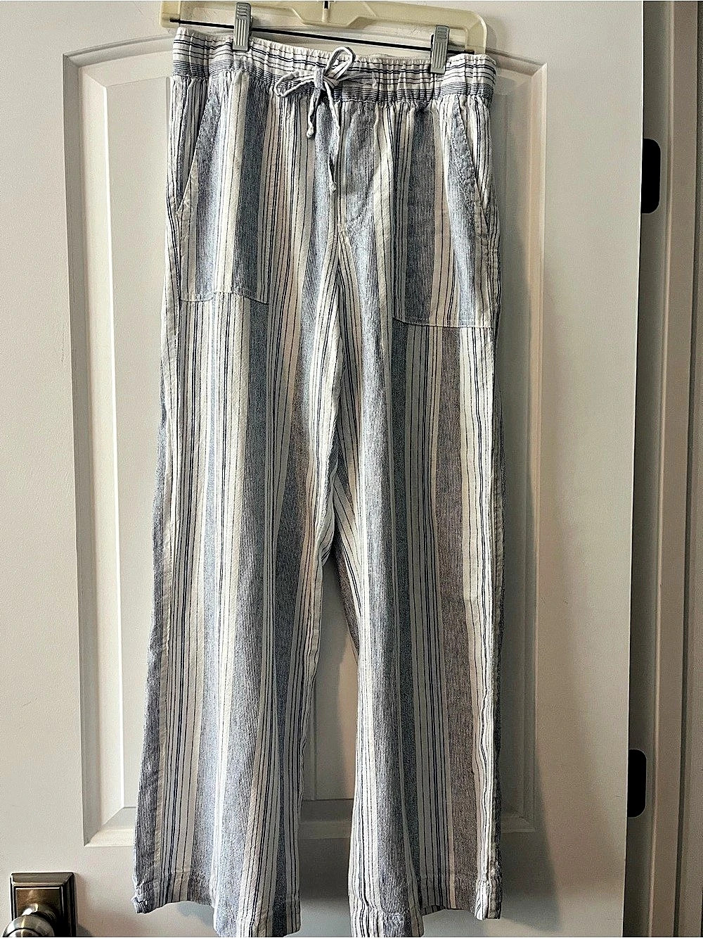 GAP Striped Wide Leg Pants in White & Blue Size XS Like New